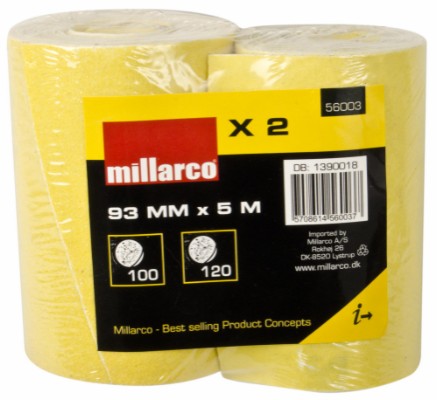 Millarco® sandpapir 93 x 5 meter K100 og K120