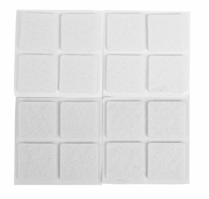 HOME It® selvklæbende filtpuder 25 x 25 mm a 16 stk hvid