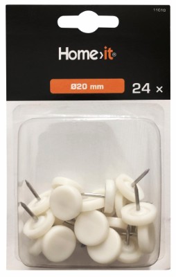 HOME It® glidesøm med plast Ø20 mm x 24 stk hvid