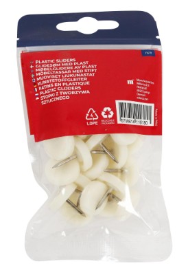 HOME It® glidesøm med plast Ø20 mm x 24 stk hvid