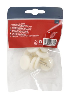 HOME It® glidesøm med plast Ø30 mm x 8 stk hvid