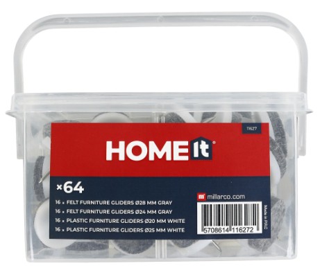 HOME It® glidesøm med filt og plast 64 dele