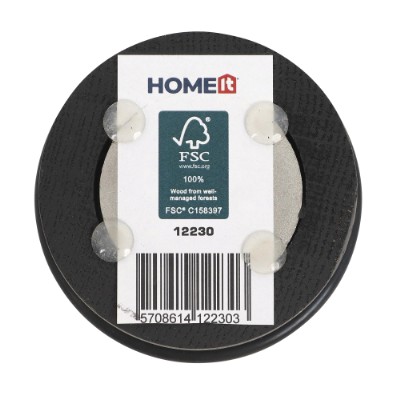 HOME It® rund dørstopper Ø76×45 mm egetræ sort