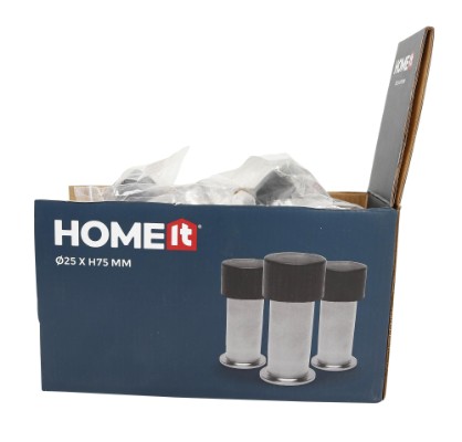 HOME It® dørstop til væg eller gulv Ø2,5 x 7,5 cm børstet stål