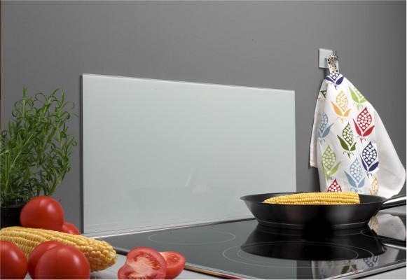 HOME It® firkantet stænkplade 60 x 30 cm hærdet hvid glas