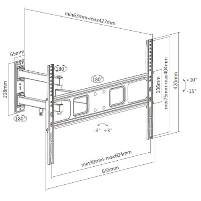 HOME It® TV-ophæng udtræk/kipbar 37-70