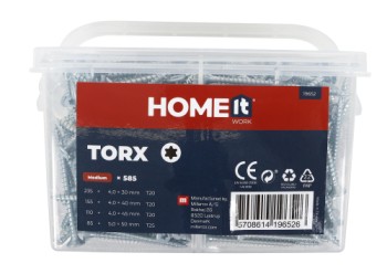 Home it Work ® Skrueboks medium med TORX kærv til indendørs brug - 585 stk.