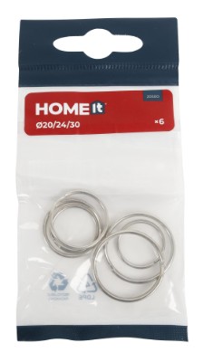HOME It® nøgleringe Ø20/24/30 mm elforzinket 6 stk.