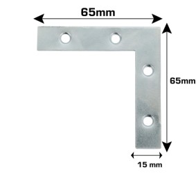 HOME It® hjørnebeslag 65 x 65 x 15 mm elforzinket 2 stk.