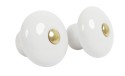 HOME It® porcelænknop Ø35 x 30 mm hvid/guld 2 stk.