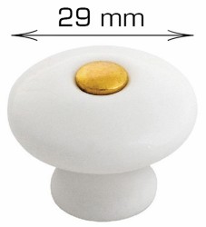 HOME It® porcelænknop Ø29 x 25 mm hvid/guld 2 stk.