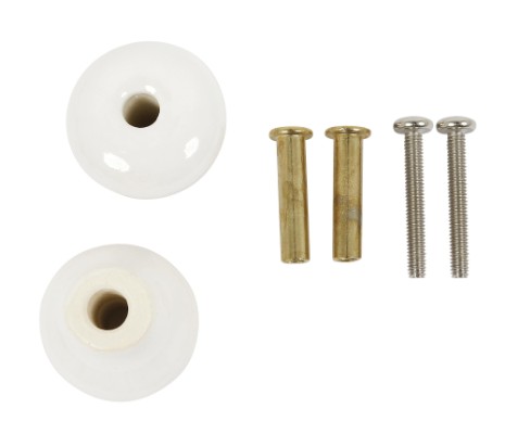 HOME It® porcelænknop Ø29 x 25 mm hvid/guld 2 stk.