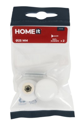 HOME It® porcelænknop Ø25 x 20 mm Hvid 2 stk.