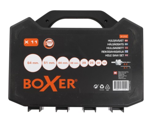 Boxer® elektriker hulsavsæt 19-64 mm.