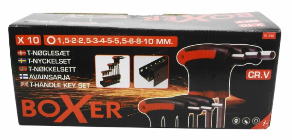 Boxer® unbrako T-nøglesæt 1,5-2-2,5-3-4-5-5,5-6-8-10 mm.