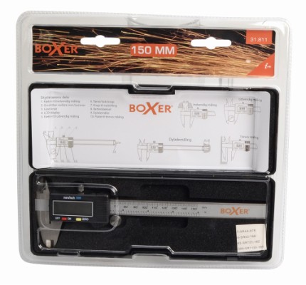 Boxer® digital skydelære med LCD Display 0 - 150 mm rustfrit stål