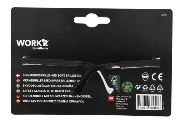Work it by millarco® Sikkerhedsbrille med sort brillestel