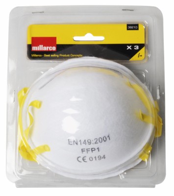 Millarco® FFP1S støvmaske til groft støv 3-pak