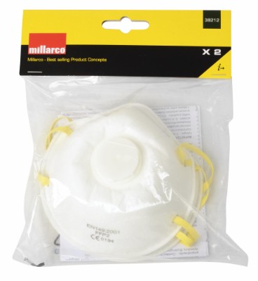 Millarco® FFPV støvmaske med ventil 2-pak