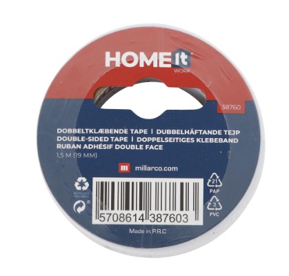Home it Work® dobbeltklæbende tape 19 mm x 1,5 meter