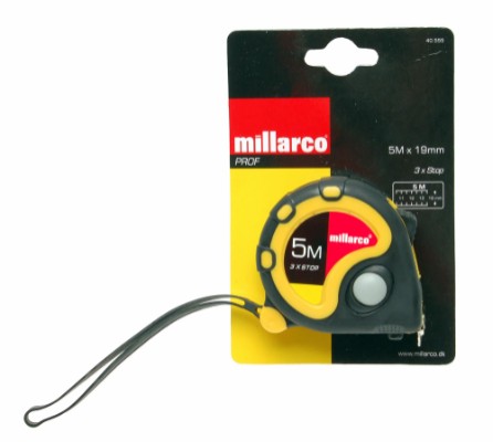 Millarco® båndmål med stop 19 mm x 5 meter