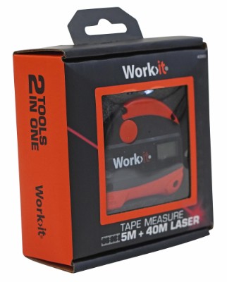 Work>it® målebånd med laserafstandsmåler 5 + 40 meter