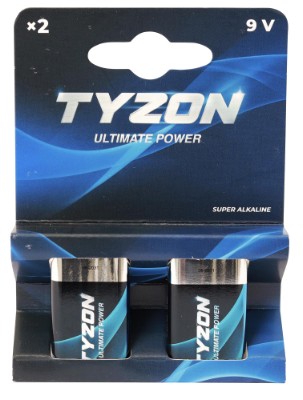 Tyzon 9 V super-alkalinebatteri, 2-pak