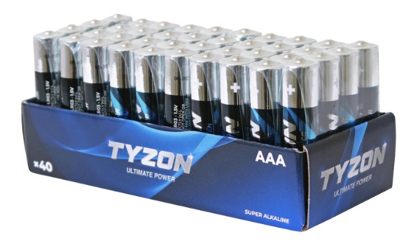 Tyzon 1,5 V AAA super-alkalinebatteri, 40-pak