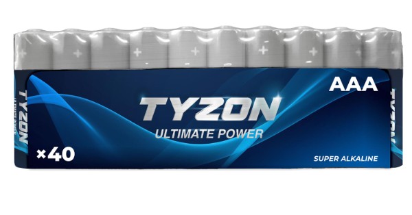 Tyzon 1,5 V AAA super-alkalinebatteri, 40-pak