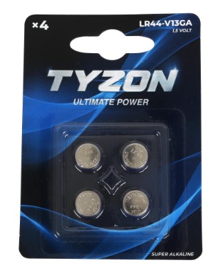 Tyzon 1,5 V LR44/AG13 alkalinebatteri, 4-pak