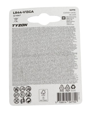 Tyzon 1,5 V LR44/AG13 alkalinebatteri, 4-pak