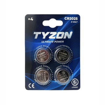 Tyzon 3 V CR2025 litiumbatteri, 4-pak