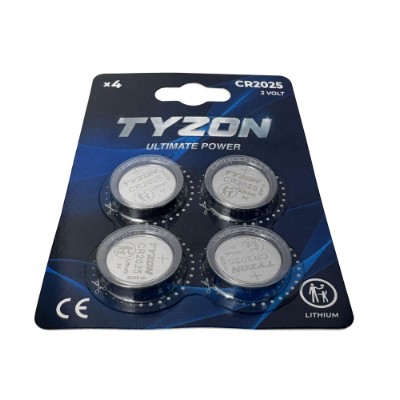 Tyzon 3 V CR2025 litiumbatteri, 4-pak