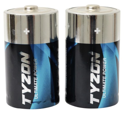Tyzon 1,5 V D super-alkalinebatteri, 2-pak