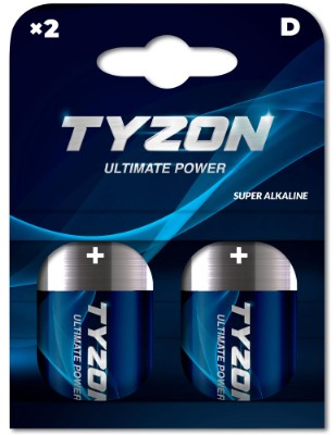 Tyzon 1,5 V D super-alkalinebatteri, 2-pak