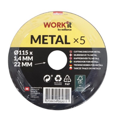 Work it by millarco ® skæreskive til metal Ø115 x 1,4 mm 5-p