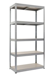 HOME It® stålreol med 5 træhylder 180×90×45 cm galvaniseret