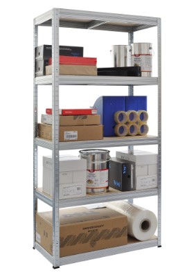 HOME It® stålreol med 5 træhylder 180×90×45 cm galvaniseret