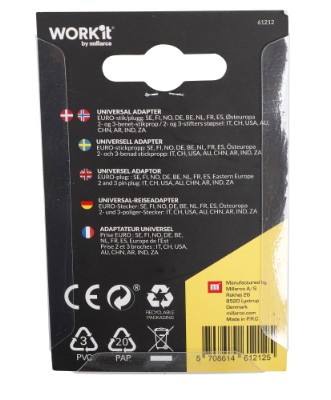 Work it by millarco® universal adapter alt i en 16 Amp / 250 Volt