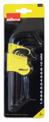 Millarco® unbrakonøglesæt med kugle 1,5-10 mm 9 dele