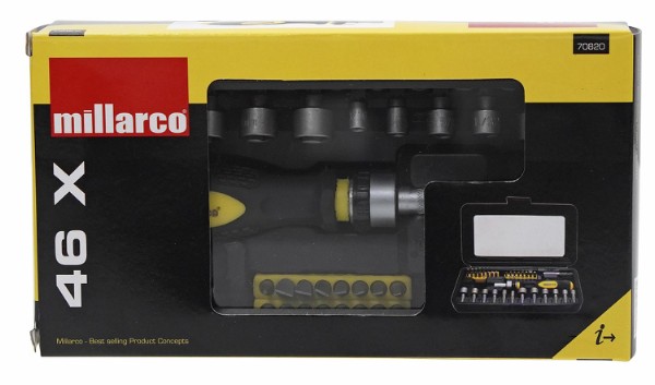 Millarco® skraldehåndtag med bits og toppe 46 dele