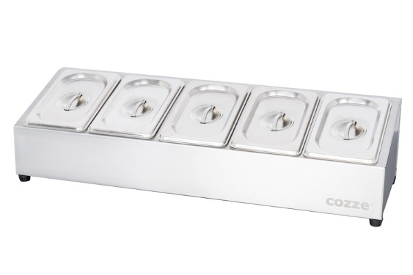 Cozze® Topping station, 5 rum, rustfrit stål