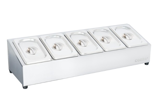 Cozze® Topping station, 5 rum, rustfrit stål