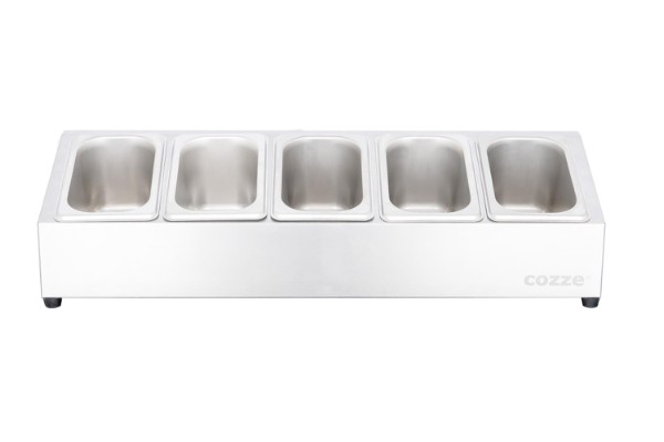 Cozze® Topping station, 5 rum, rustfrit stål