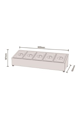 Cozze® Topping station, 5 rum, rustfrit stål