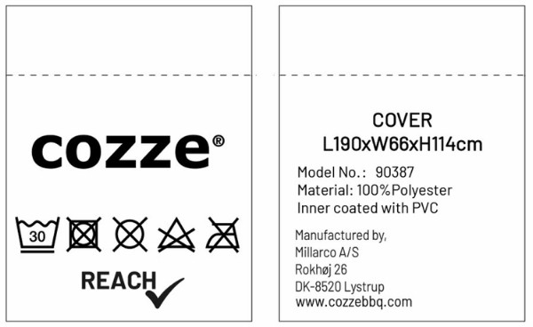 Cozze® overtræk til 90528 udebord m grill og ovn.
str.: 190 x 66 x H114 cm.