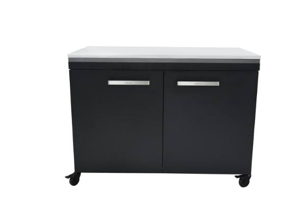 Cozze®udekøkken 120 med rustfrit stålbord, 2 låger og 4 hjul