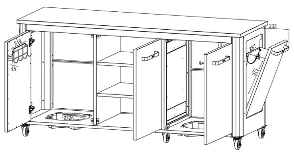 Cozze® Udekøkken 180 med rustfri bordplade