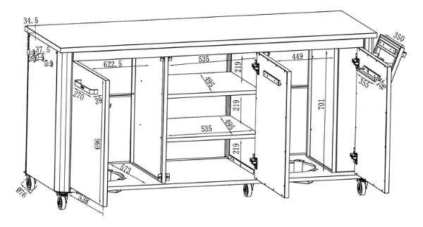 Cozze® Udekøkken 180 med rustfri bordplade