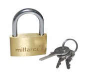 Millarco® hængelås med 3 nøgler 30 mm messing